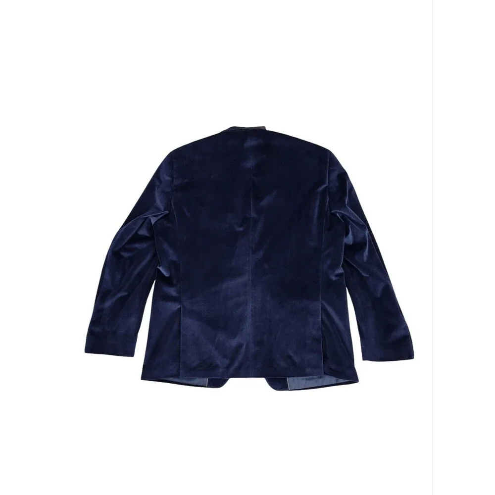 Van Heusen FLEX Navy Velvet Blazer Mens 46R Holiday Party Sport Coat Tailored Fi